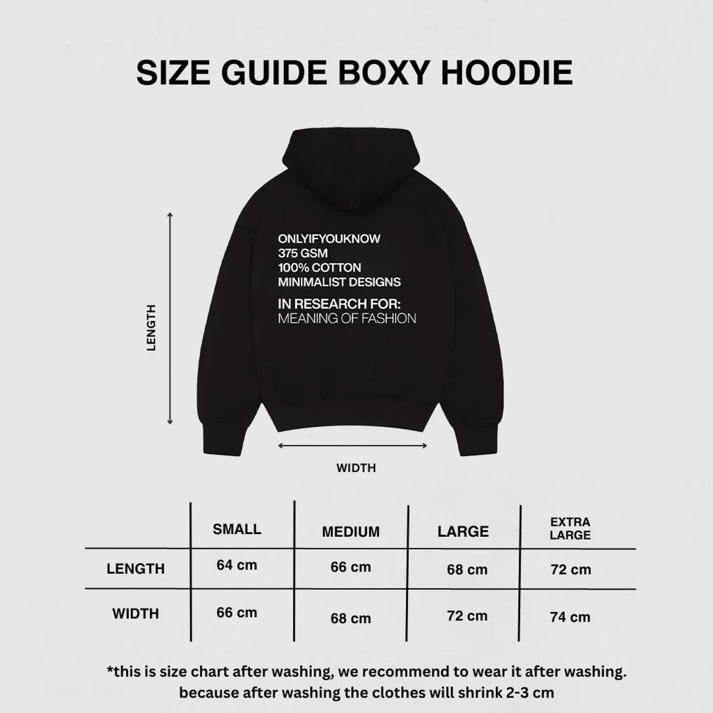 Onlyifyouknow - Black Boxyfit Hoodie Heavyweight Cotton 375gsm ( V3 )