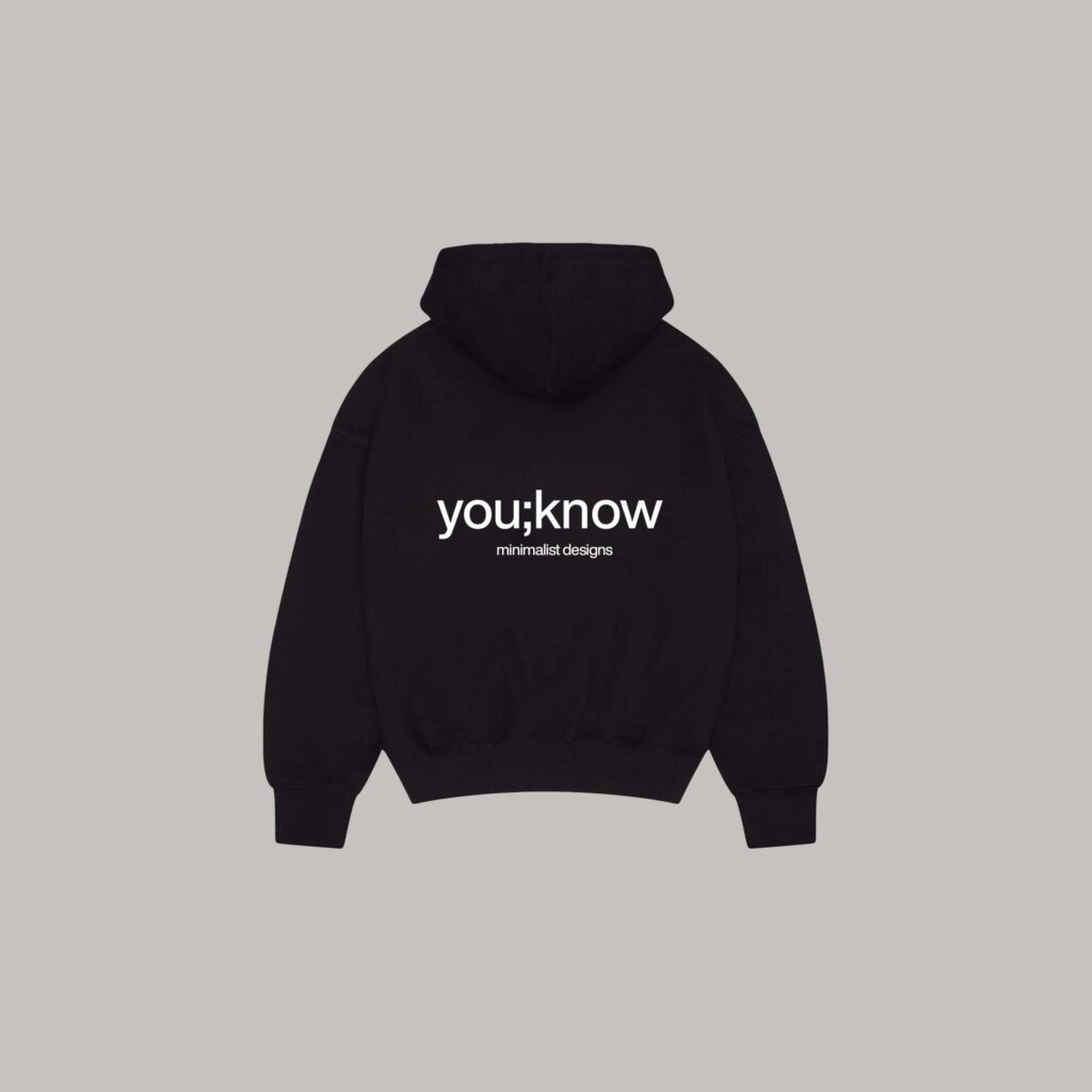 Onlyifyouknow - Black Logo Boxyfit Hoodie Heavyweight Cotton 330 Gsm - By onlyifyouknow