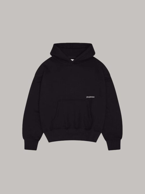 Onlyifyouknow - Black Logo Boxyfit Hoodie Heavyweight Cotton 330 Gsm - By onlyifyouknow