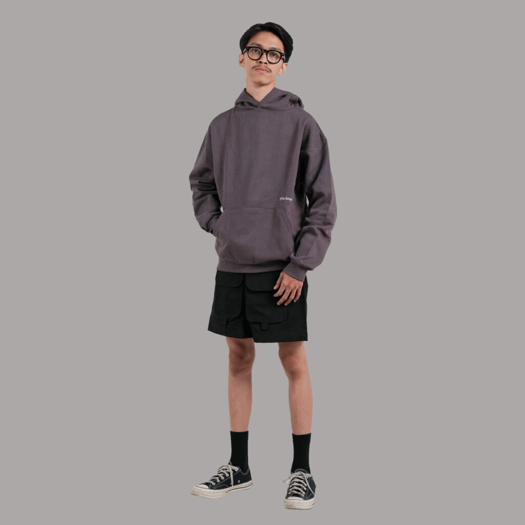 Onlyifyouknow - Dark Grey Logo Boxyfit Hoodie Heavyweight Cotton 375 Gsm - By onlyifyouknow