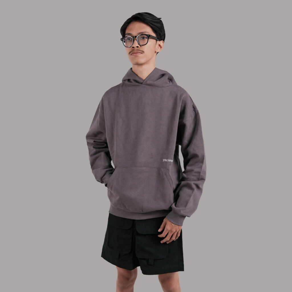 Onlyifyouknow - Dark Grey Logo Boxyfit Hoodie Heavyweight Cotton 375 Gsm - By onlyifyouknow