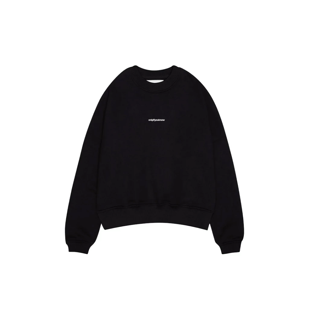 Onlyifyouknow - Black Logo Boxyfit Crewneck Heavyweight Cotton 375 Gsm