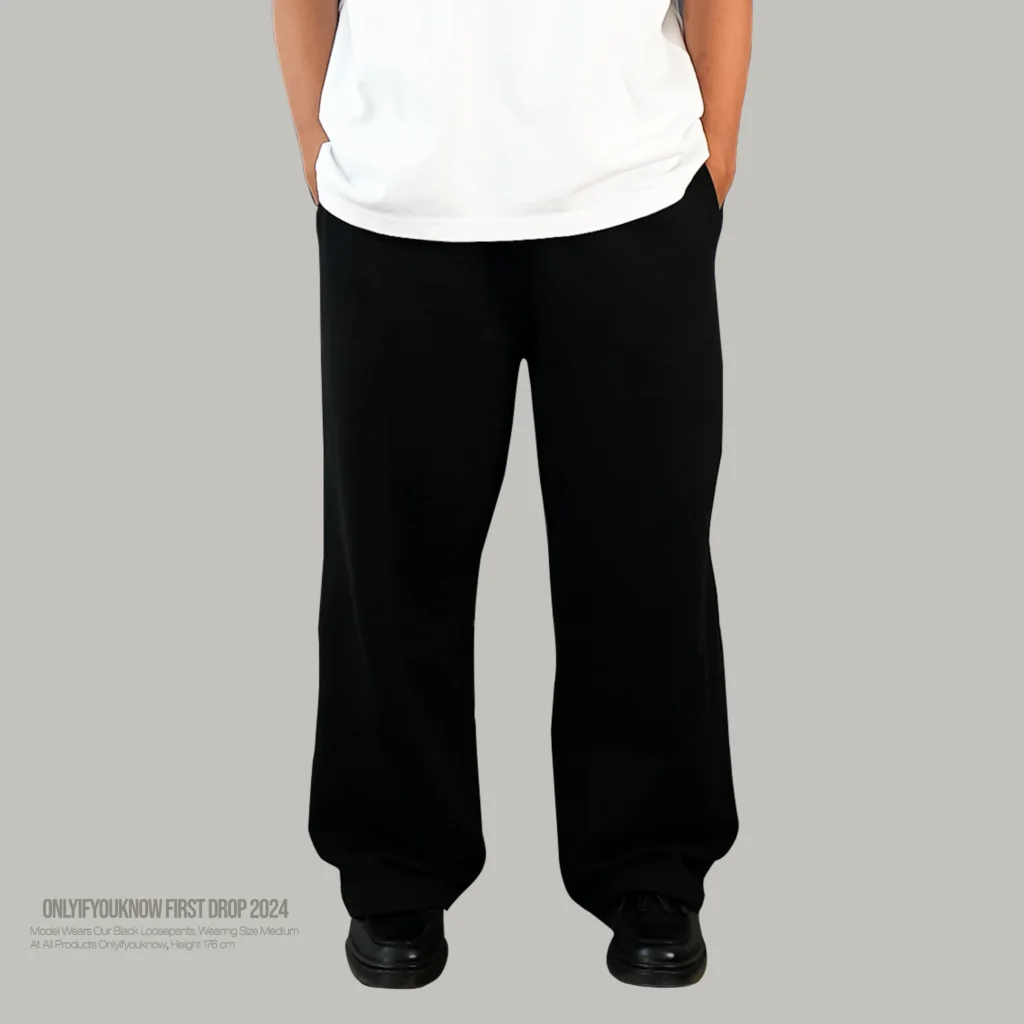 Onlyifyouknow - Black Loosefit Sweatpants Heavyweight Cotton 375gsm No Design ( V2 )