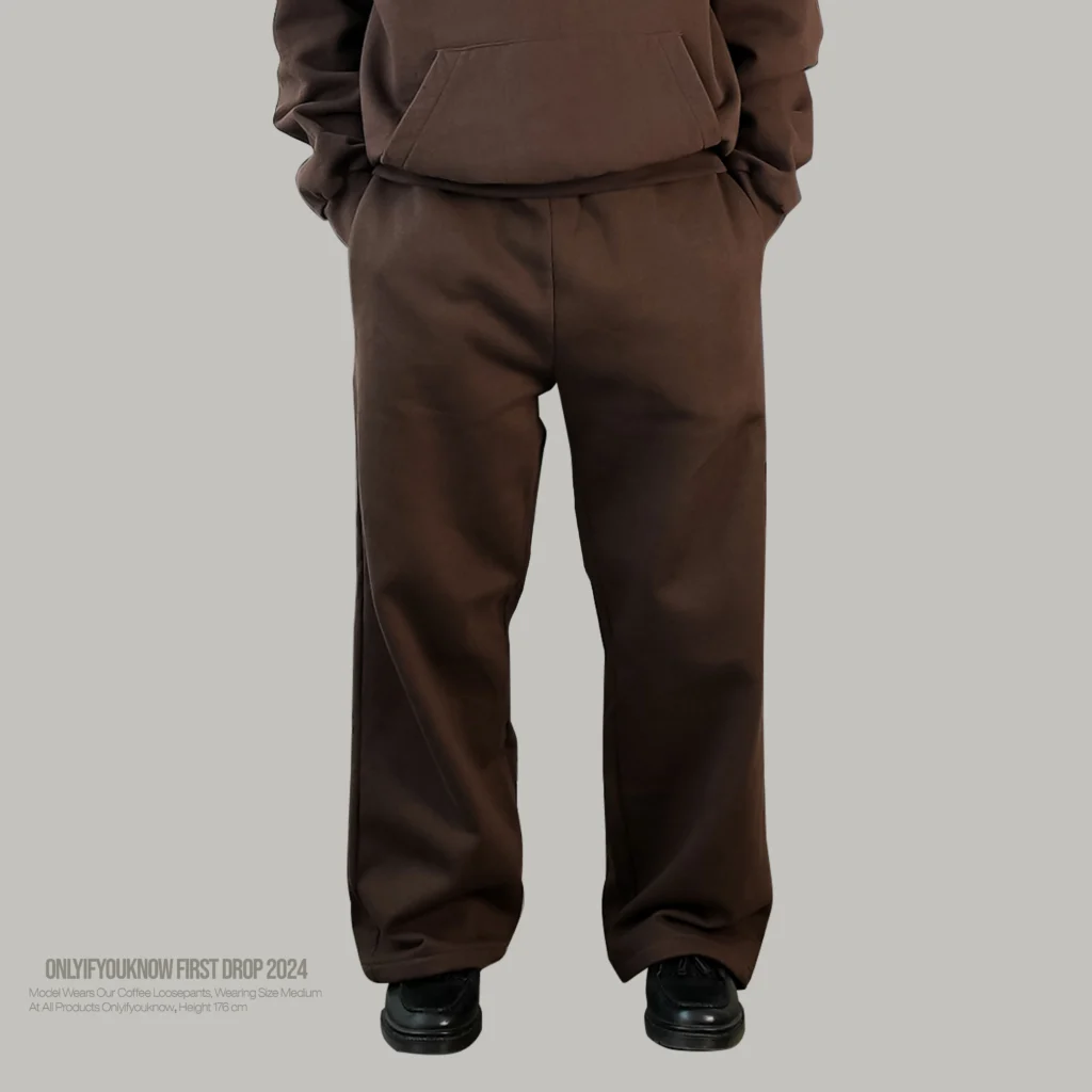 Onlyifyouknow - Coffee Loosefit Sweatpants Heavyweight Cotton 375gsm No Design ( V2 )