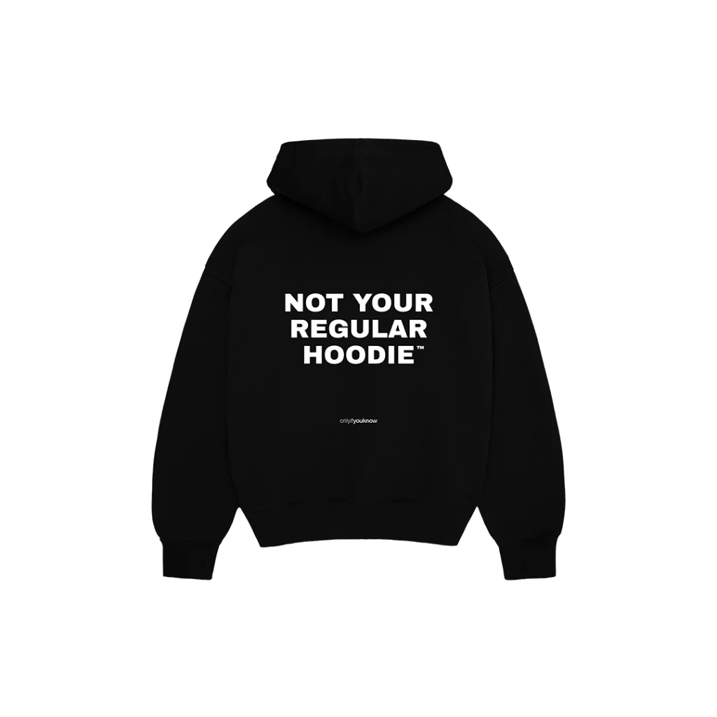Onlyifyouknow - Black Boxyfit Hoodie Heavyweight Cotton 375gsm "Not Your Regular Hoodie" ( V5 )
