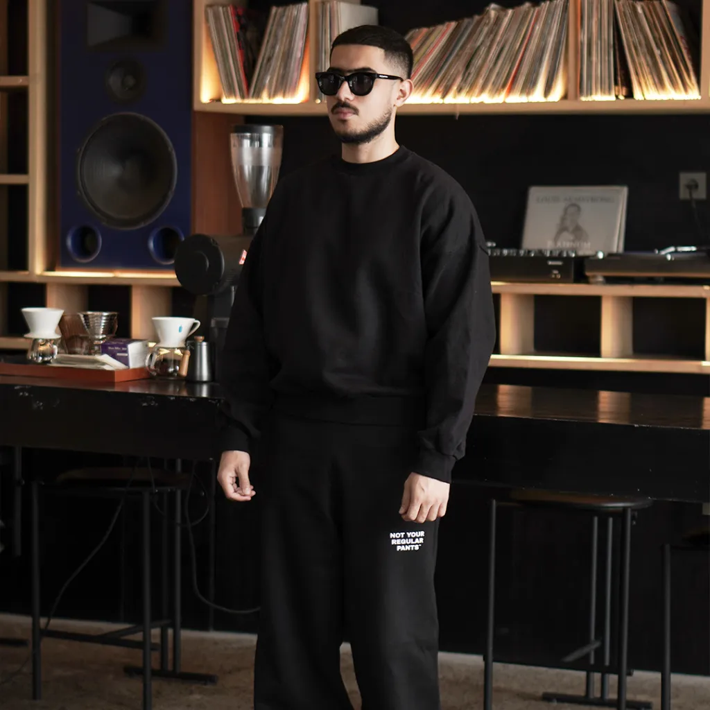 Onlyifyouknow - Black Loosefit Sweatpants Heavyweight Cotton 375gsm "Not Your Regular Pants" ( V3 )