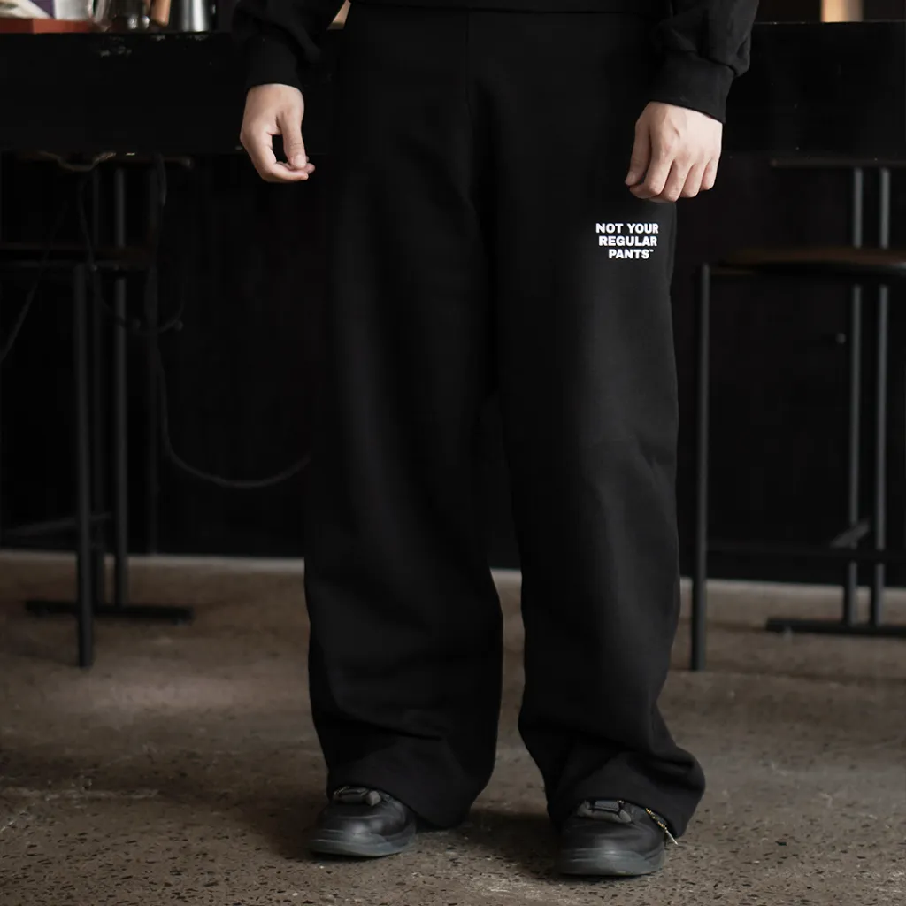 Onlyifyouknow - Black Loosefit Sweatpants Heavyweight Cotton 375gsm "Not Your Regular Pants" ( V3 )