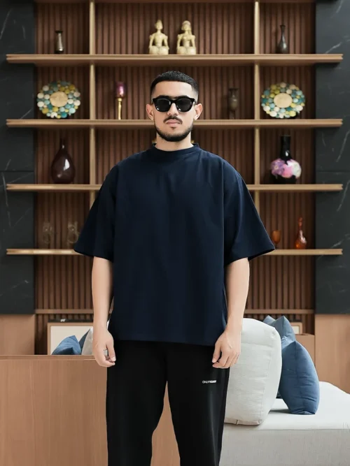Onlyifyouknow - Navy Oversized Tee Heavyweight Cotton 235 Gsm No Design ( V1 )