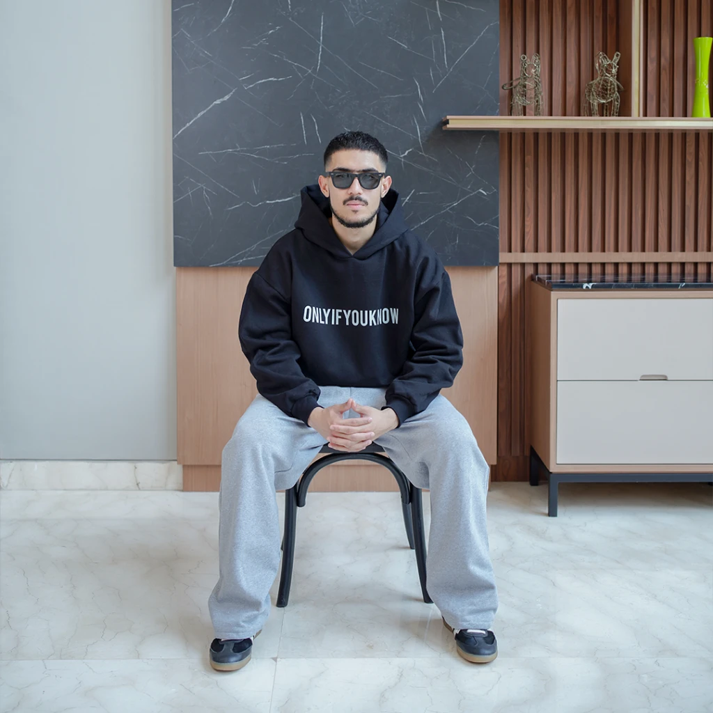 Onlyifyouknow - Black Boxyfit Hoodie "Bold Logo Design" Heavyweight Cotton 375gsm ( V6 )