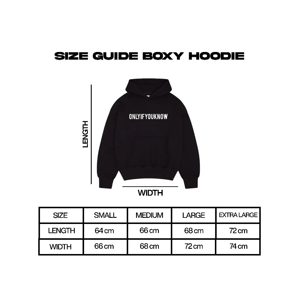 Onlyifyouknow - Black Boxyfit Hoodie "Bold Logo Design" Heavyweight Cotton 375gsm ( V6 )