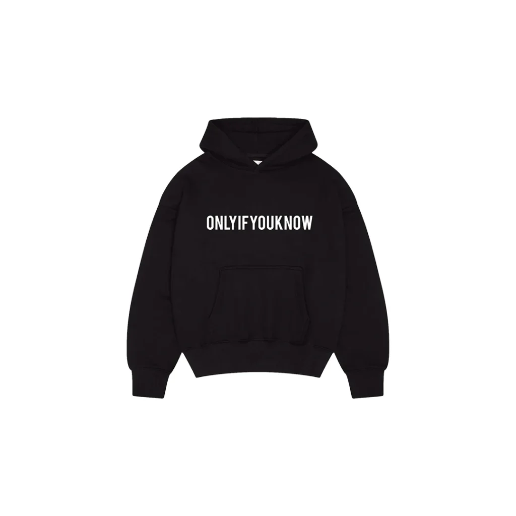 Onlyifyouknow - Black Boxyfit Hoodie "Bold Logo Design" Heavyweight Cotton 375gsm ( V6 )