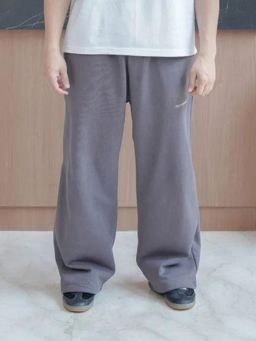 Onlyifyouknow - Dark Grey Logo Loose fit Sweatpants Heavyweight Cotton 375gsm ( V3 )