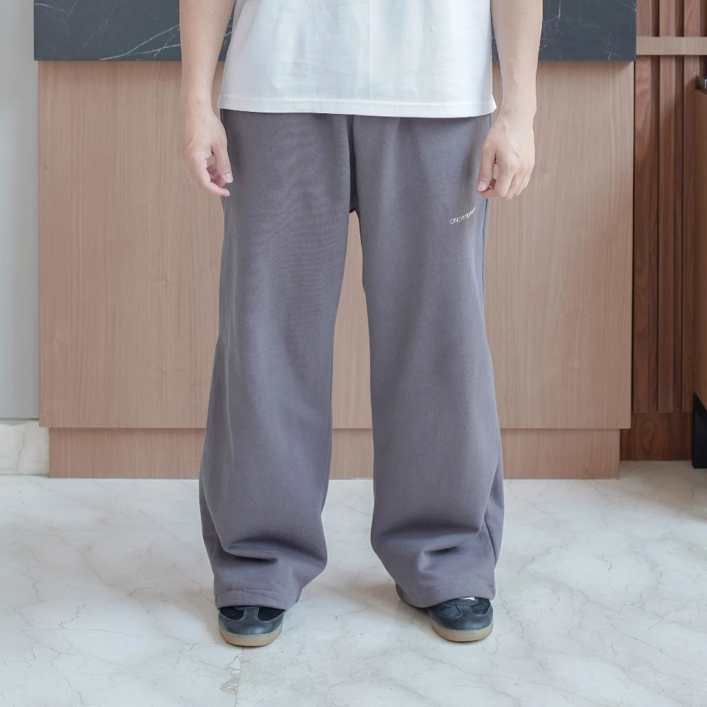 Onlyifyouknow - Dark Grey Logo Loose fit Sweatpants Heavyweight Cotton 375gsm ( V3 )