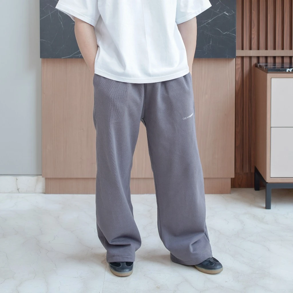 Onlyifyouknow - Dark Grey Logo Loose fit Sweatpants Heavyweight Cotton 375gsm ( V3 )