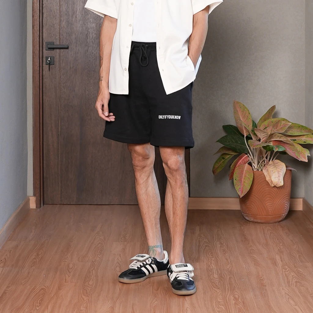 Onlyifyouknow - Black Shortpants Heavyweight Cotton 375gsm "Bold Logo Design" ( V2 )