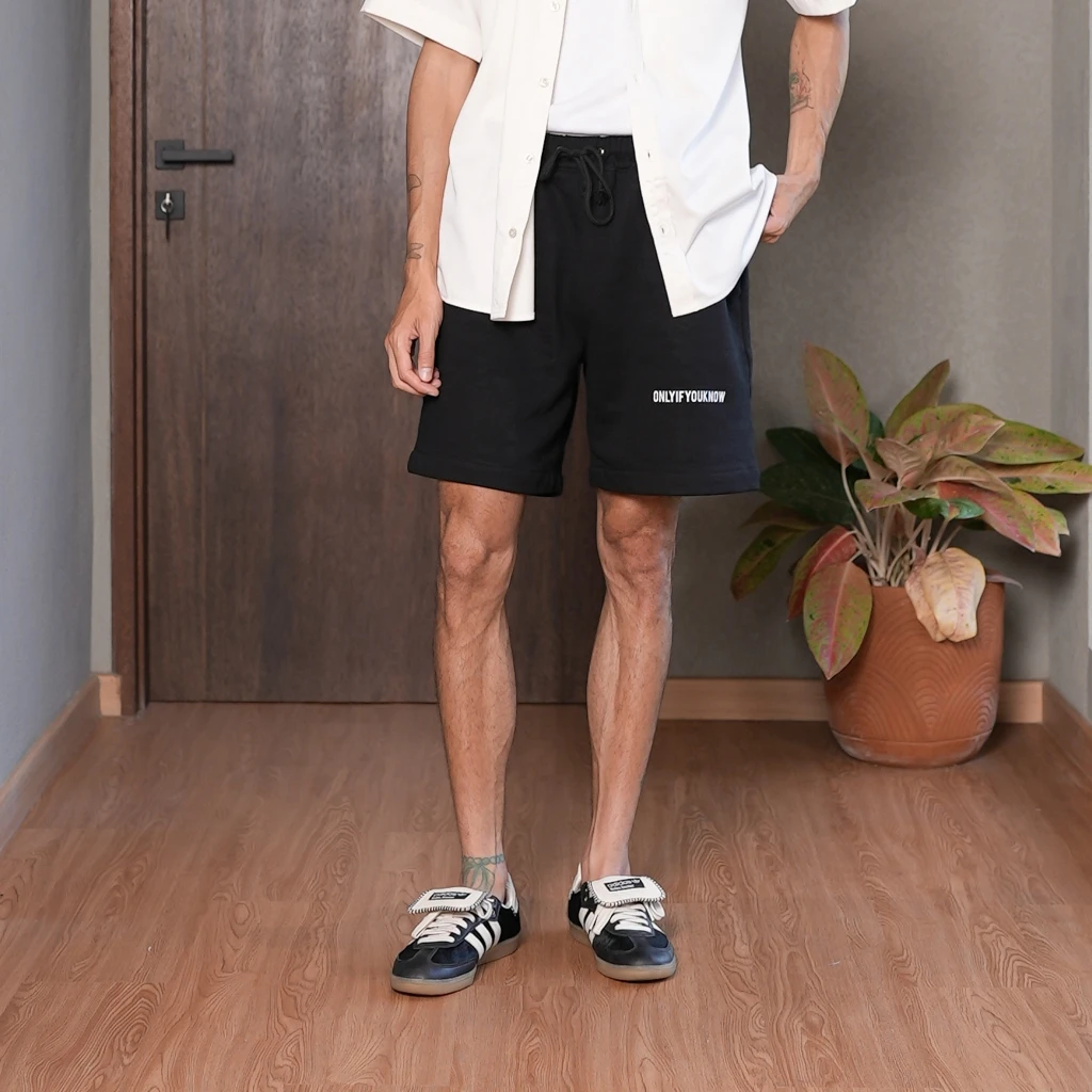 Onlyifyouknow - Black Shortpants Heavyweight Cotton 375gsm "Bold Logo Design" ( V2 )