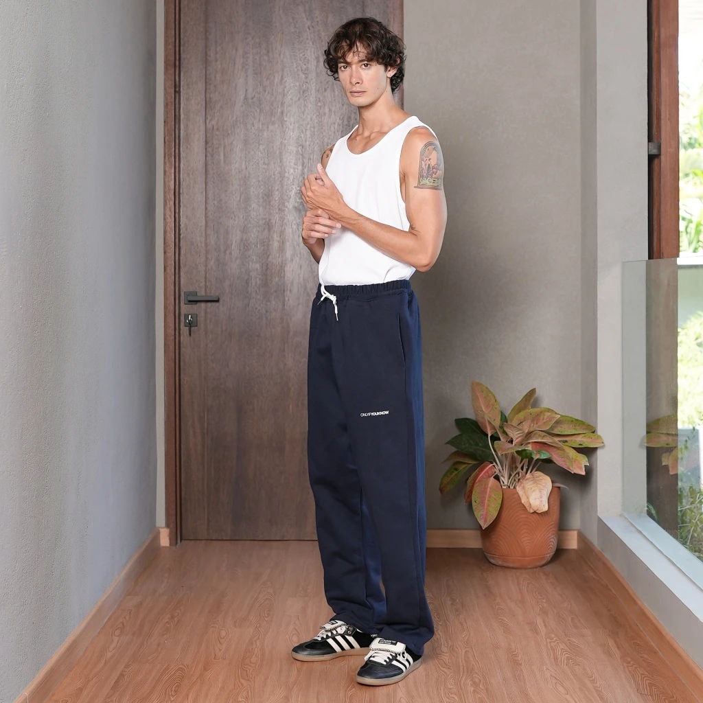 Navy Logo Loosefit Sweatpants Heavyweight Cotton 375gsm V1_1 Onlyifyouknow - Navy Logo Loosefit Sweatpants Heavyweight Cotton 375gsm ( V1 )