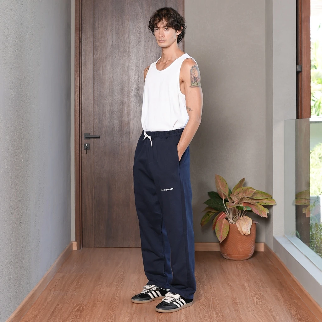 Navy Logo Loosefit Sweatpants Heavyweight Cotton 375gsm V1_2 Onlyifyouknow - Navy Logo Loosefit Sweatpants Heavyweight Cotton 375gsm ( V1 )
