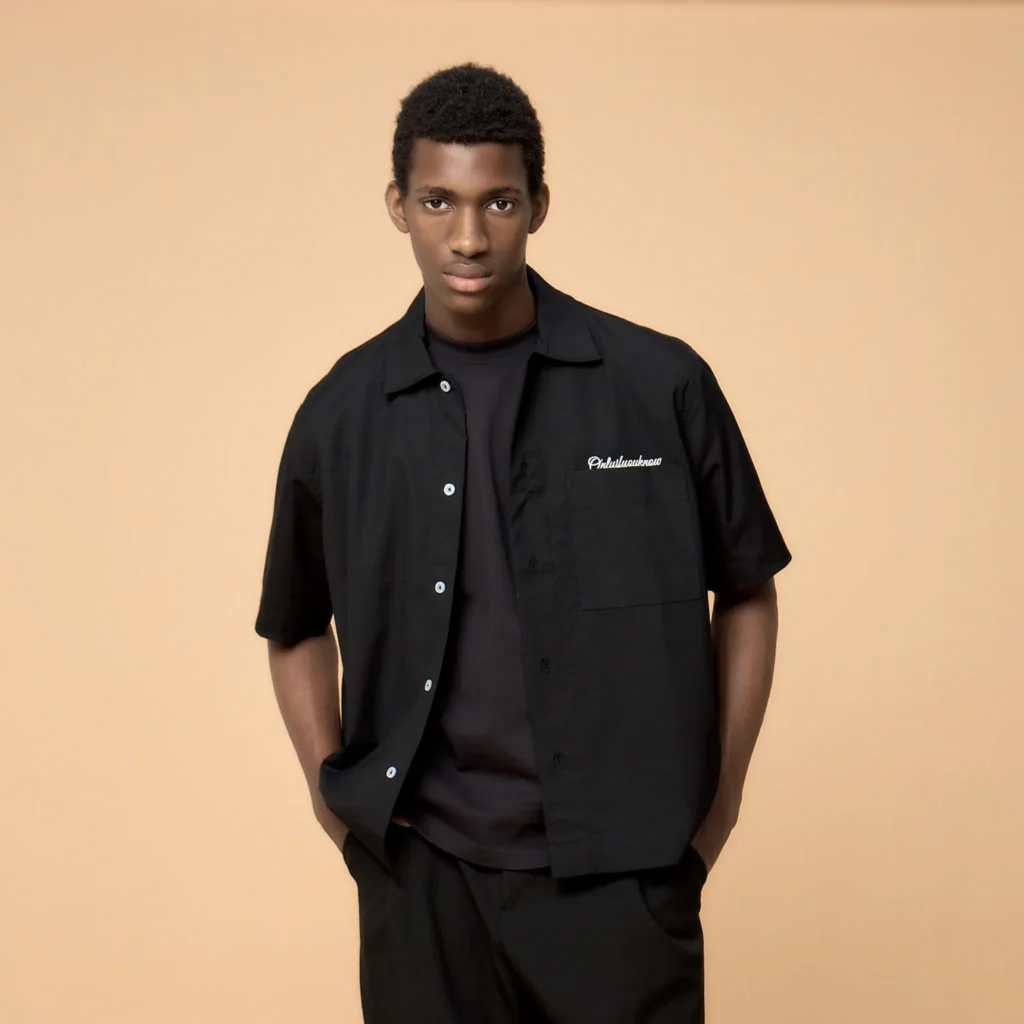 Onlyifyouknow - Black Boxy Shirt Embroidery White Logo
