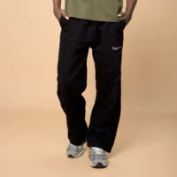Onlyifyouknow - Black Loosefit Sweatpants Embroidery White Logo 375GSM