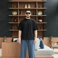 Onlyifyouknow - Black Boxy Tee Heavyweight Cotton 235 Gsm ( No Design )
