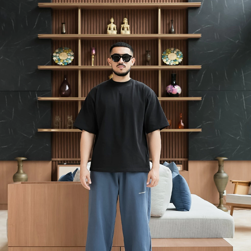 Onlyifyouknow - Black Boxy Tee Heavyweight Cotton 235 Gsm ( No Design )