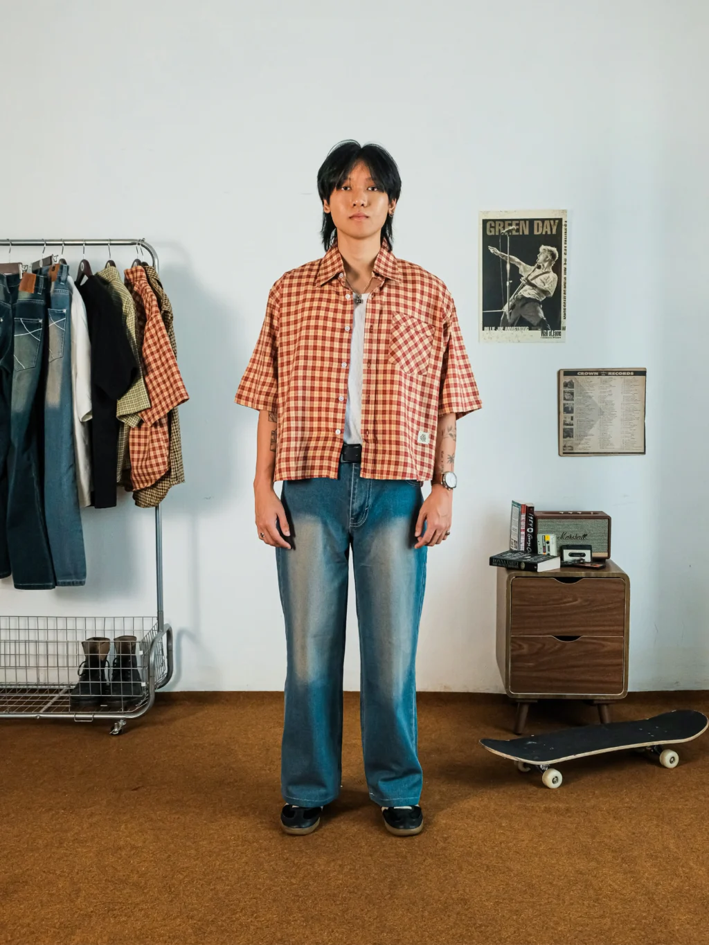 Boxy Plaid Shirt in Red