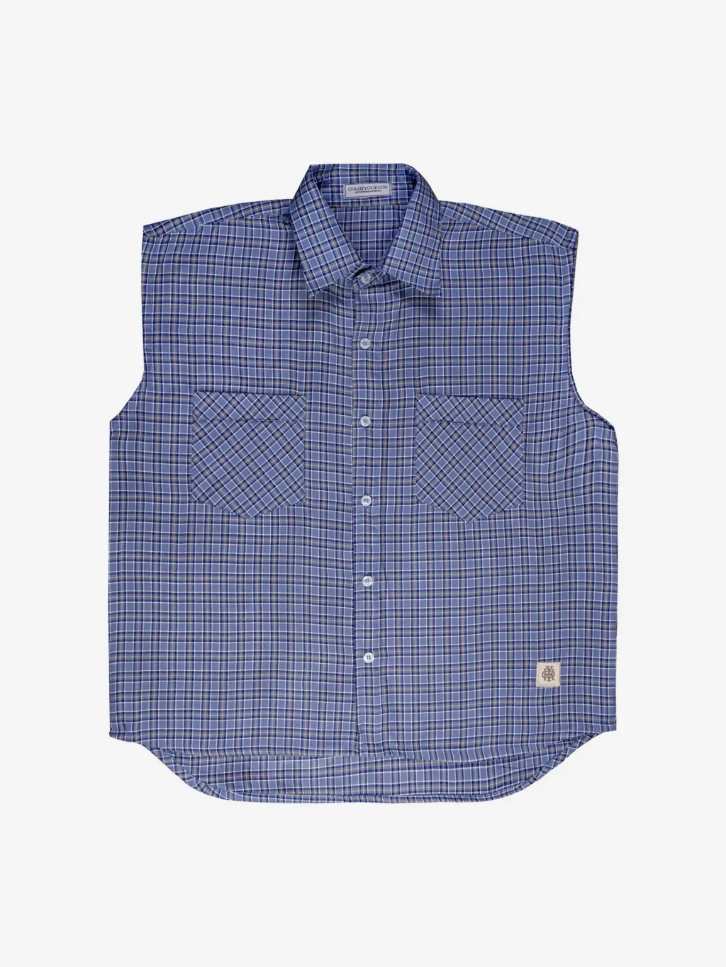 Sleeveless Plaid Shirt in Blue