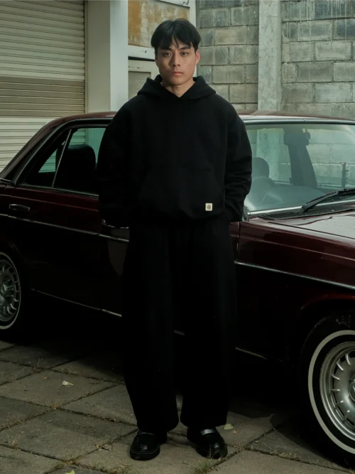 Black Hoodie Heavyweight Cotton 330gsm - Basic Signature