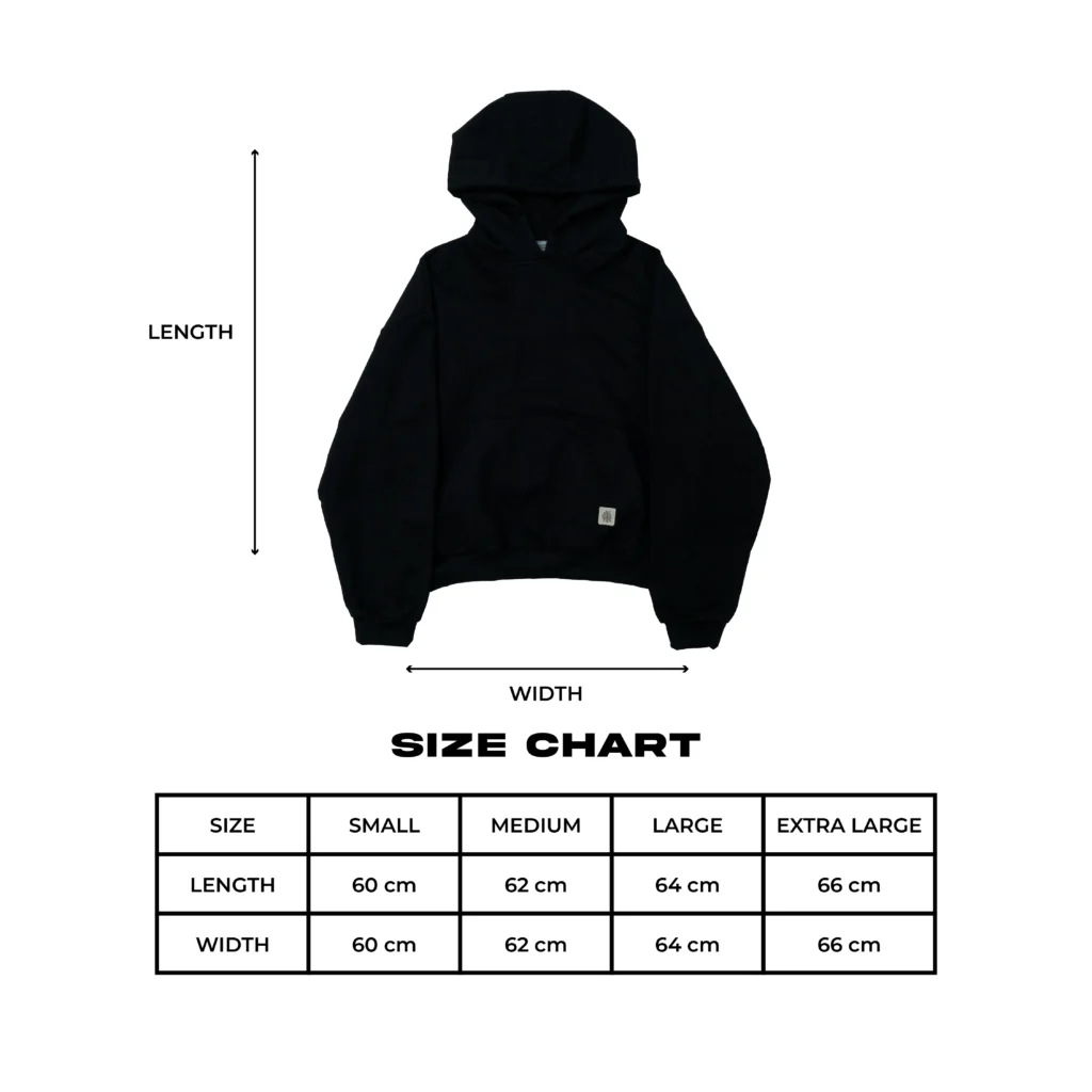 Black Hoodie Heavyweight Cotton 330gsm - Basic Signature
