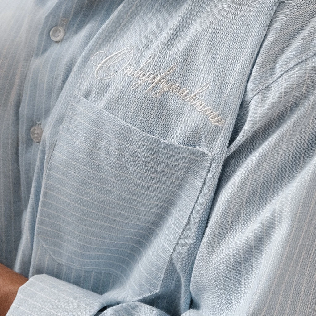 Boxy Striped Shirt in Haze Blue