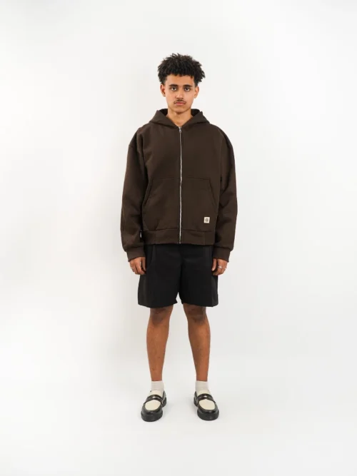 Coffee Zip Hoodie Heavyweight Cotton 375gsm_1 Coffee Zip Hoodie Heavyweight Cotton 375gsm