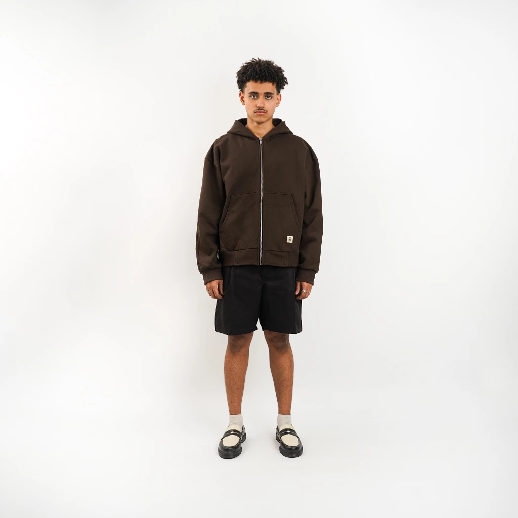 Coffee Zip Hoodie Heavyweight Cotton 375gsm_1 Coffee Zip Hoodie Heavyweight Cotton 375gsm