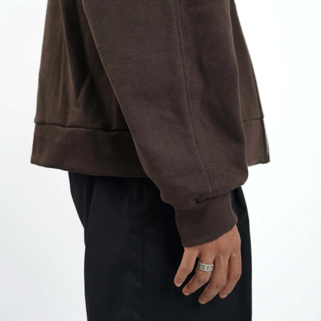 Coffee Zip Hoodie Heavyweight Cotton 375gsm_4 Coffee Zip Hoodie Heavyweight Cotton 375gsm