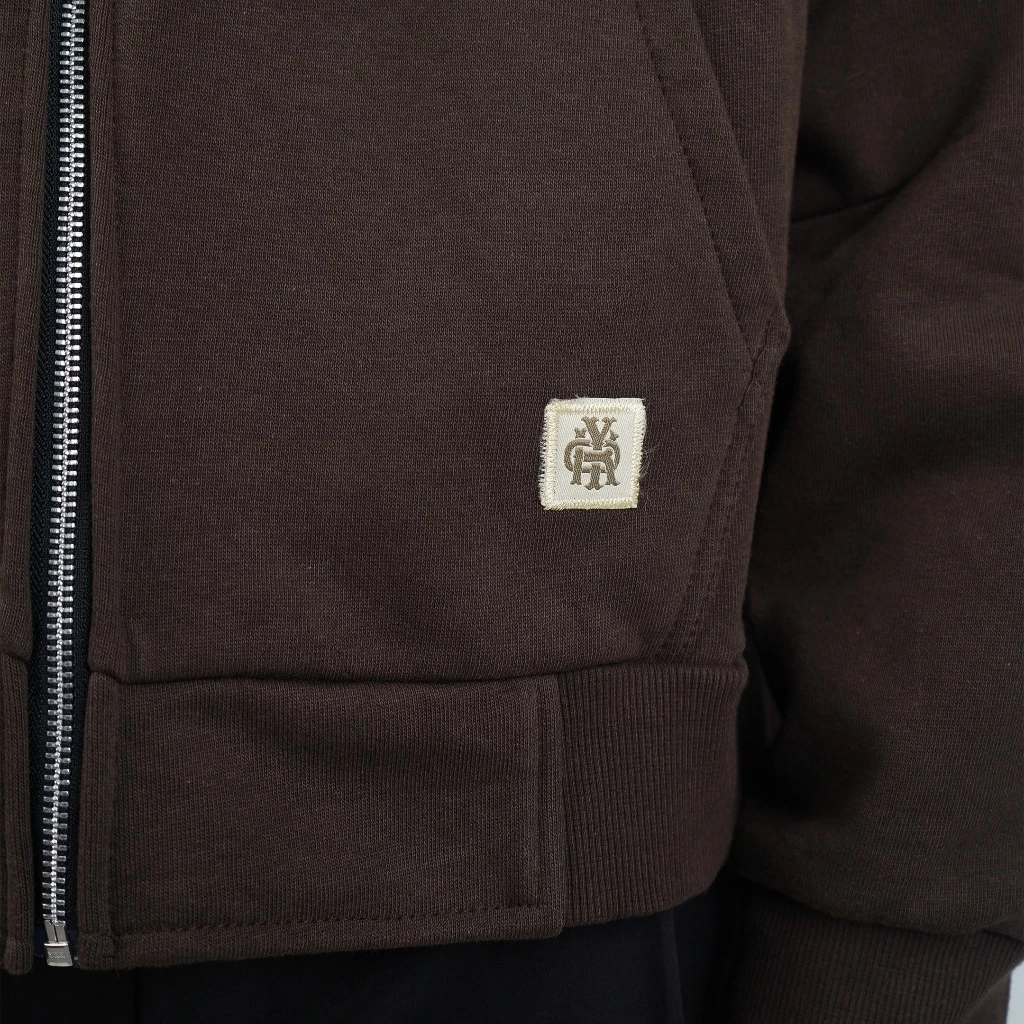 Coffee Zip Hoodie Heavyweight Cotton 375gsm_5 Coffee Zip Hoodie Heavyweight Cotton 375gsm