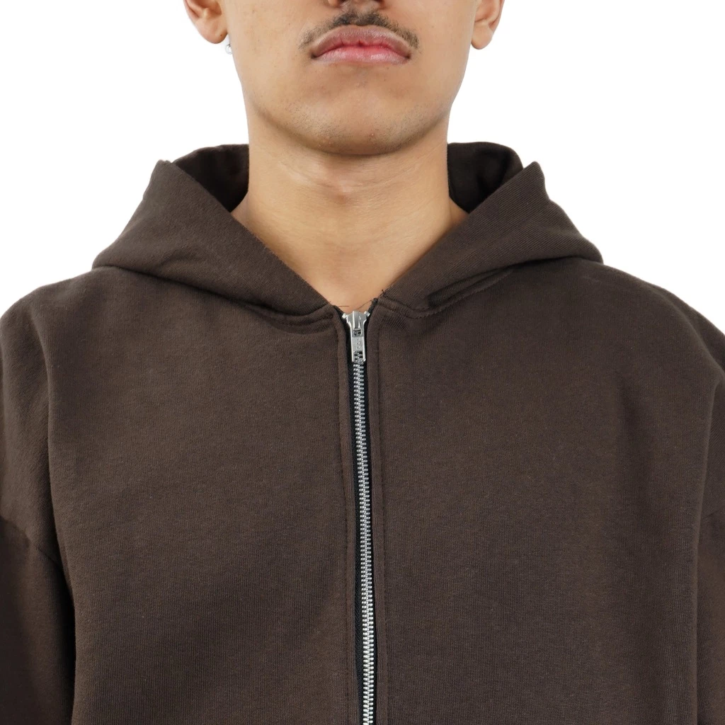 Coffee Zip Hoodie Heavyweight Cotton 375gsm_6 Coffee Zip Hoodie Heavyweight Cotton 375gsm