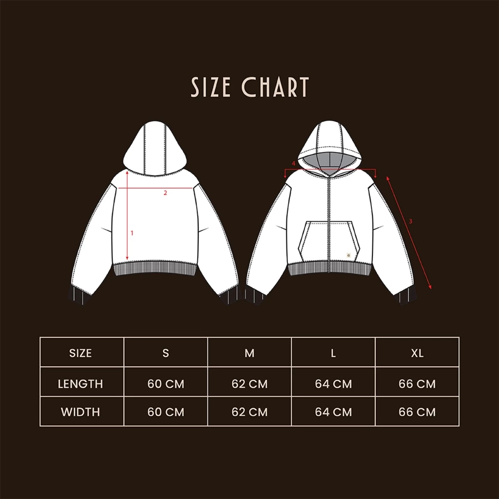 Coffee Zip Hoodie Heavyweight Cotton 375gsm_Size Coffee Zip Hoodie Heavyweight Cotton 375gsm