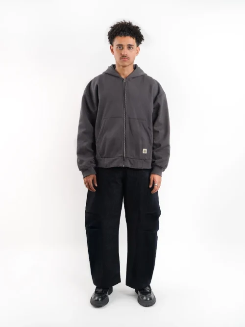 Dark Grey Zip Hoodie Heavyweight Cotton 375gsm_1 Dark Grey Zip Hoodie Heavyweight Cotton 375gsm