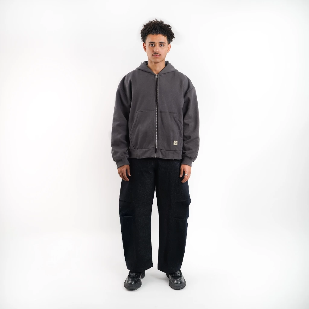 Dark Grey Zip Hoodie Heavyweight Cotton 375gsm_1 Dark Grey Zip Hoodie Heavyweight Cotton 375gsm